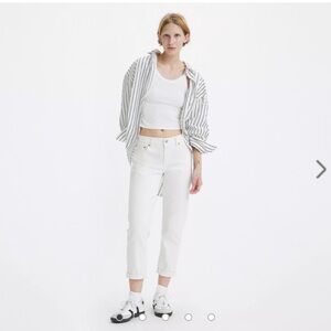 Gap Girlfriend Relaxed Mid Rise Stretch NWT White Denim Frayed Hem Size 10R